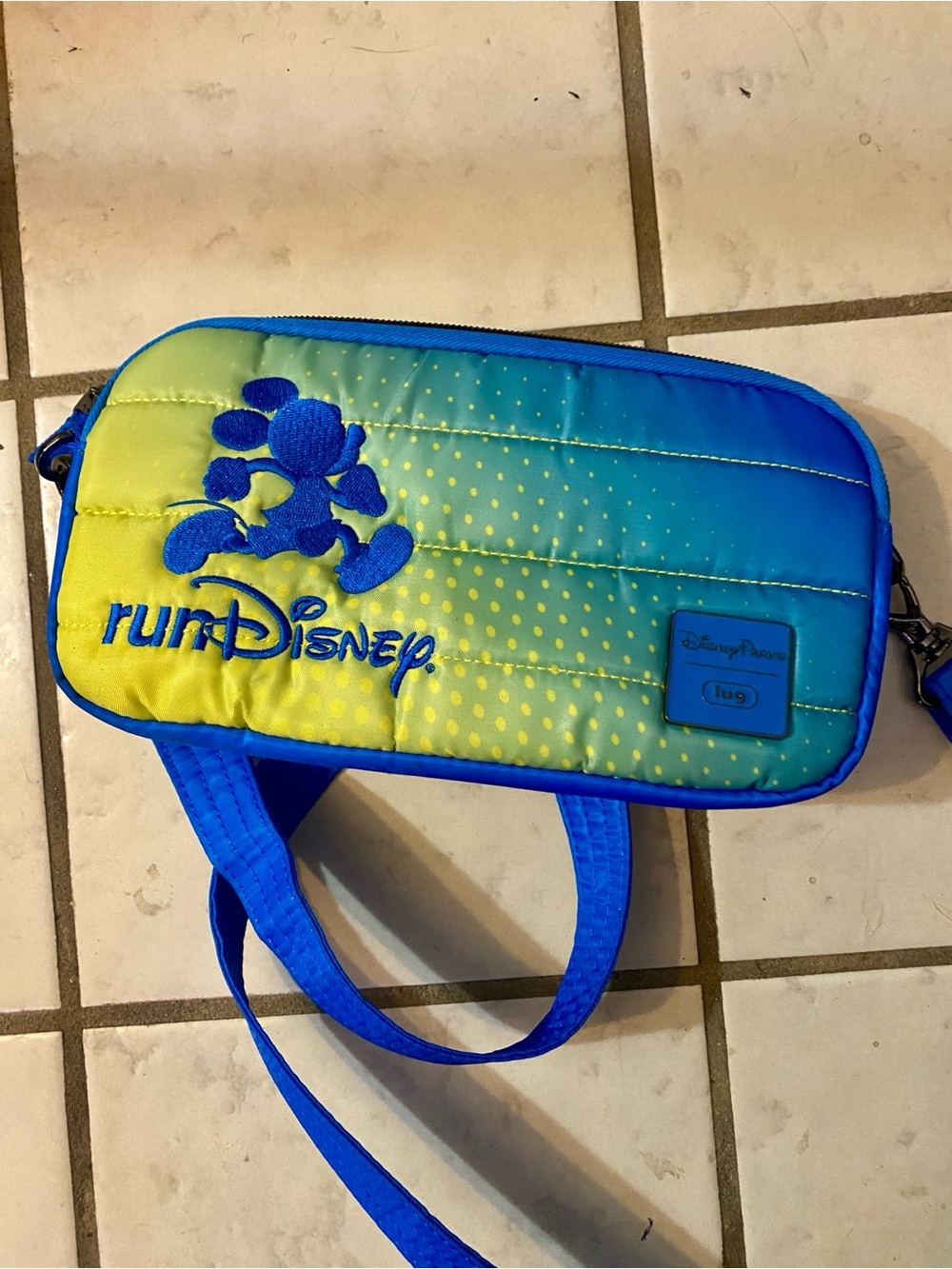 runDisney Lug Mickey Duffle Crossbody - Blue & Lime Ombre
